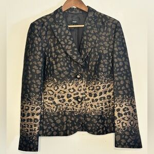 Basler Leopard Print Metallic Cropped Blazer Jacket Size 44 (US 12)